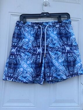 Jared Lang Blue Patterned Men's Swim Trunks